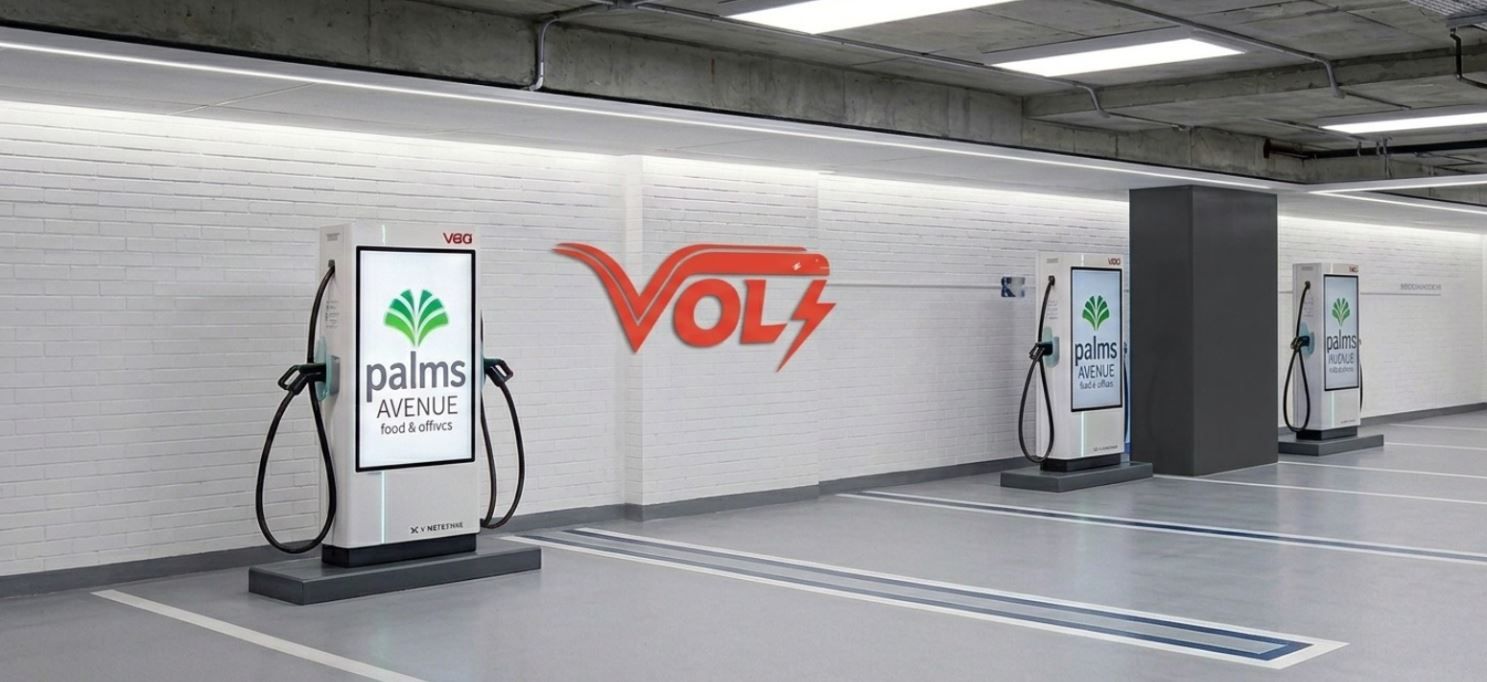 Los cargadores VOLT en el sótano 1 de Palms Avenue